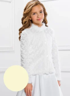 Veste fille fausse fourrure en fleurs