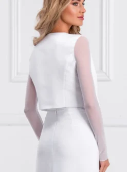 Veste habillée femme pour mariage en satin et mousseline élastique