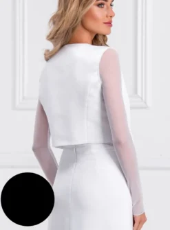 Veste habillée femme pour mariage en satin et mousseline élastique