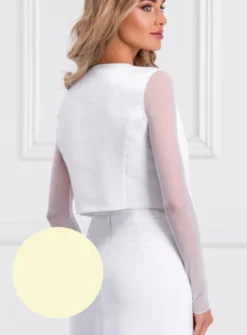 Veste habillée femme pour mariage en satin et mousseline élastique