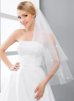 Voile de mariée avec perles strass parsemées