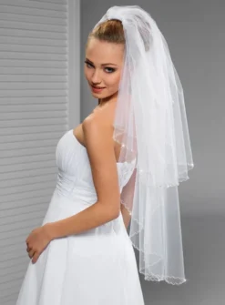 Voile de mariée avec rabat perles ondulées