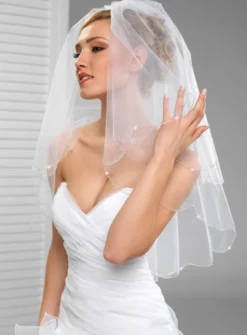 Voile de mariée bord arrondie perles