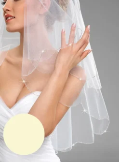Voile de mariée bord arrondie perles