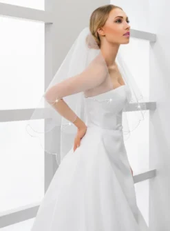 Voile de mariée bord arrondie perles