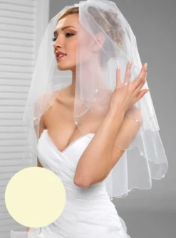 Voile de mariée bord arrondie perles