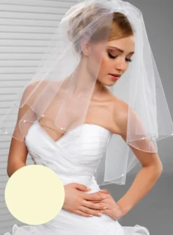 Voile de mariée bord droit perles