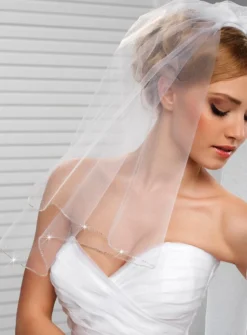 Voile de mariée bord droit perles
