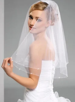 Voile de mariée bord perles différentes