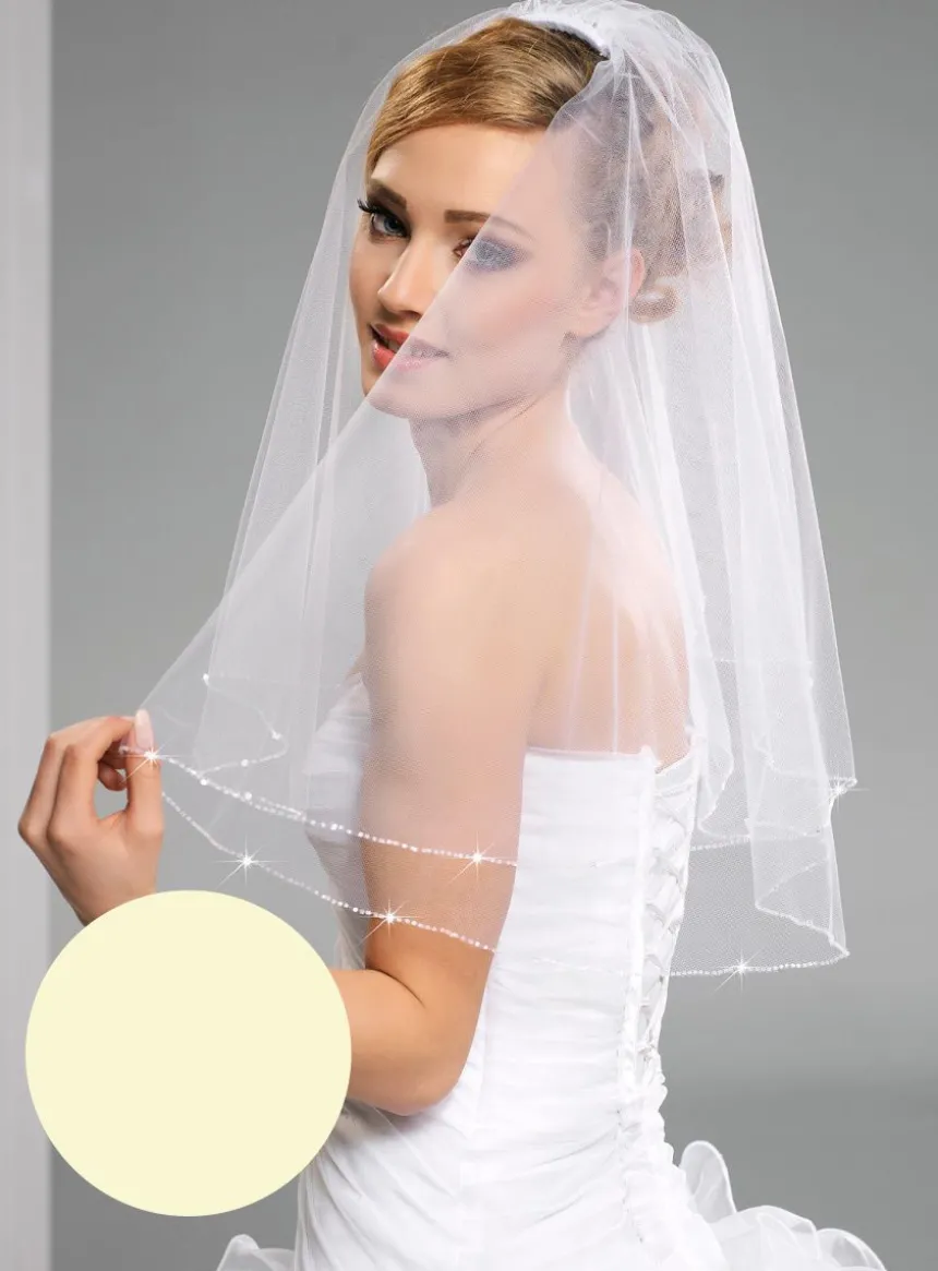 Voile de mariée bord perles différentes