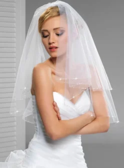 Voile de mariée bord perles espacées
