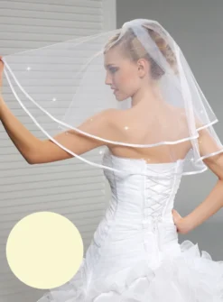 Voile de mariée bord satin et strass