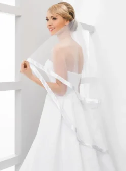 Voile de mariée bord satin large