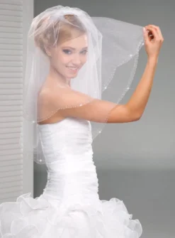Voile de mariée courbes de petites perles rapprochées