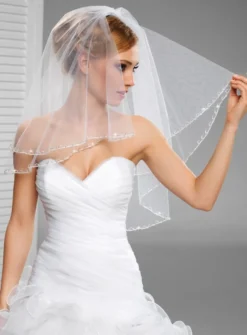 Voile de mariée couture et ondulé de perles