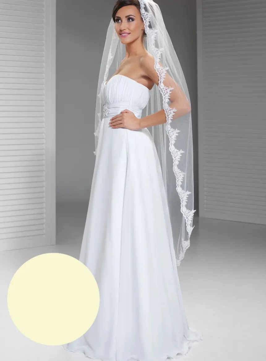 Voile de mariée dentelle florale sans rabat