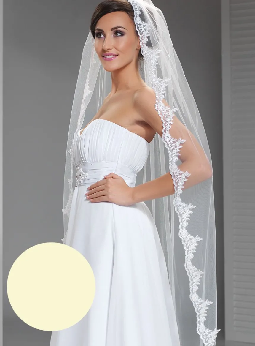 Voile de mariée dentelle florale sans rabat