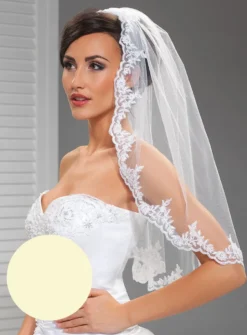 Voile de mariée dentelle florale sans rabat