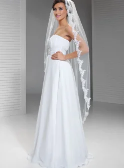 Voile de mariée dentelle florale sans rabat