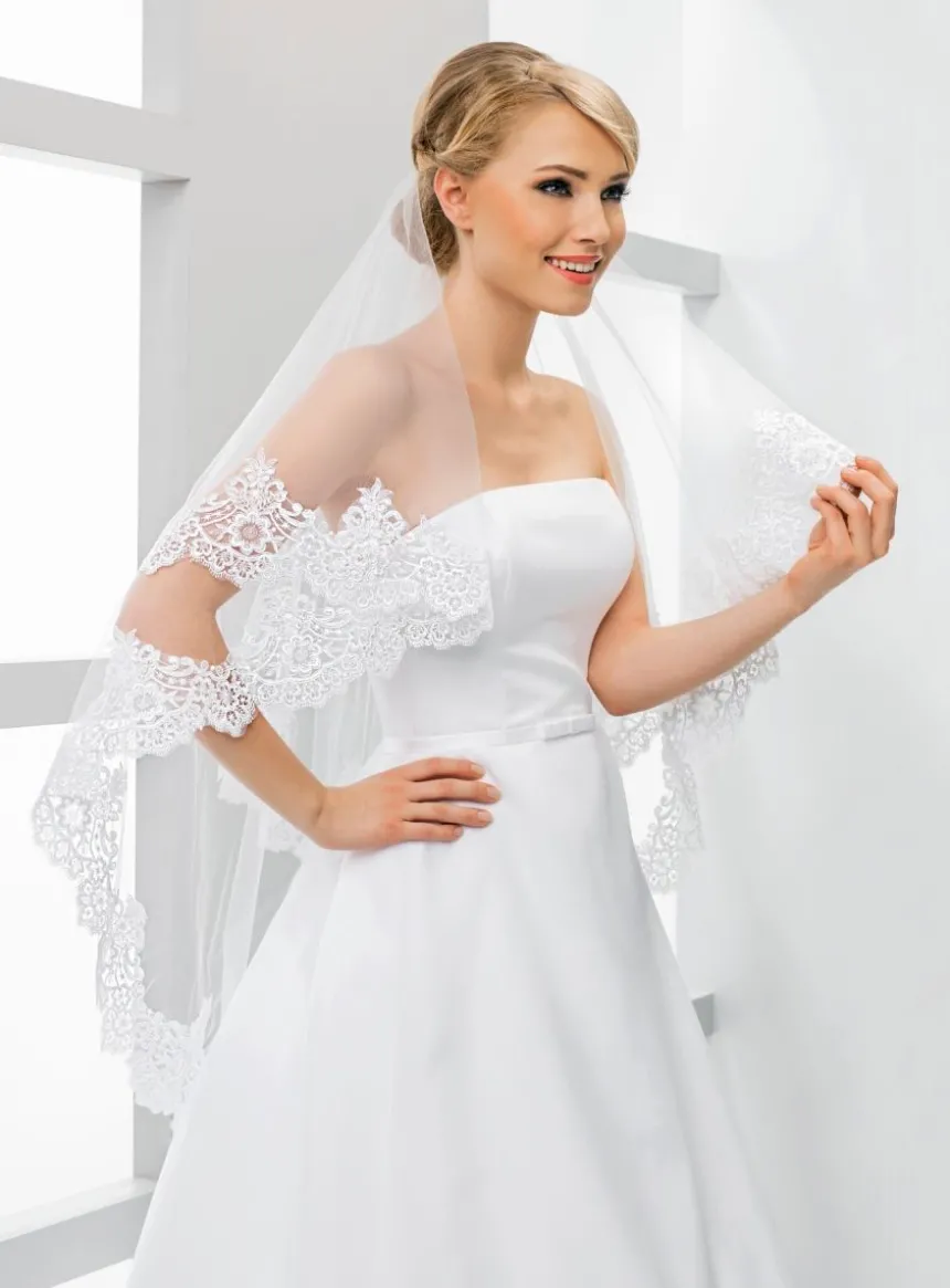 Voile de mariée dentelle large avec rabat