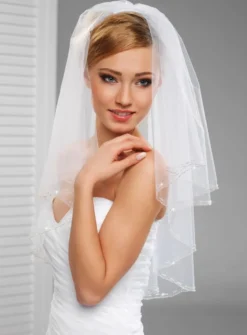 Voile de mariée double rang de perles