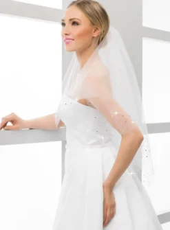 Voile de mariée moderne strass et perles