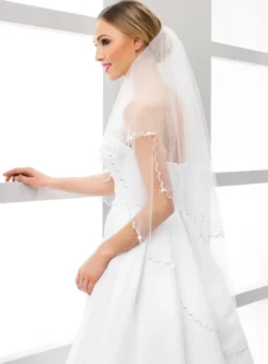 Voile de mariée ondulé de perles