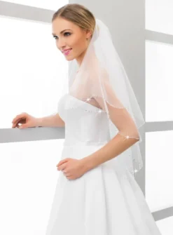 Voile de mariée perles blanches et scintillantes