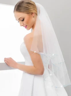 Voile de mariée perles bleues