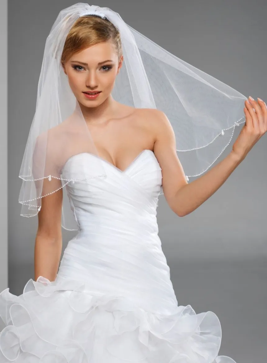 Voile de mariée perles et gouttes blanche