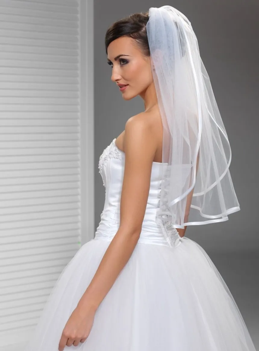 Voile de mariée plongeant bord satin