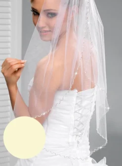 Voile de mariée sans rabat perles ondulées