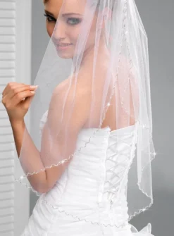 Voile de mariée sans rabat perles ondulées